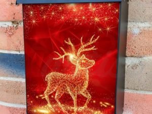 Sparkling Christmas Reindeer Colonial Mailbox Cover