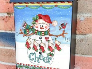 Snowman with Stockings Colonial Mailbox Cover
