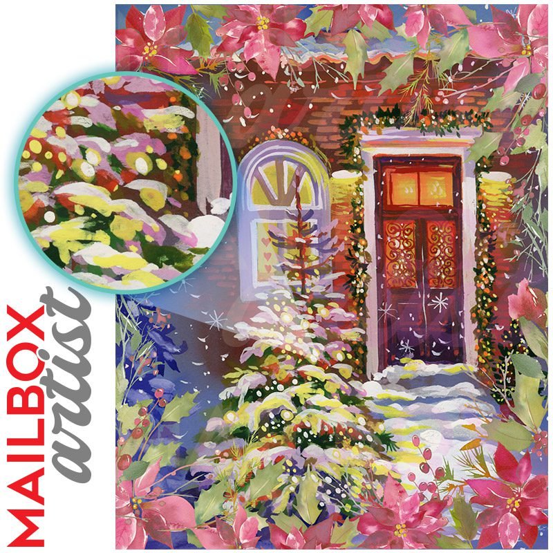 Decorated Christmas Cottage Colonial Mailbox Cover - Image 2