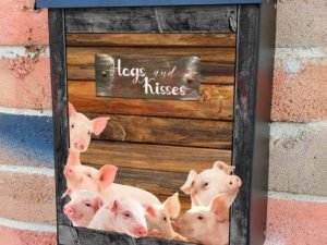 Little Piglets in a Barn Colonial Mailbox Cover