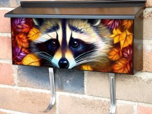 Raccoon in the Leaves Townhouse Mailbox Cover