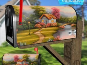 Cute Cottage at the Lake #2 Decorative Rural Farm Mailbox Cover