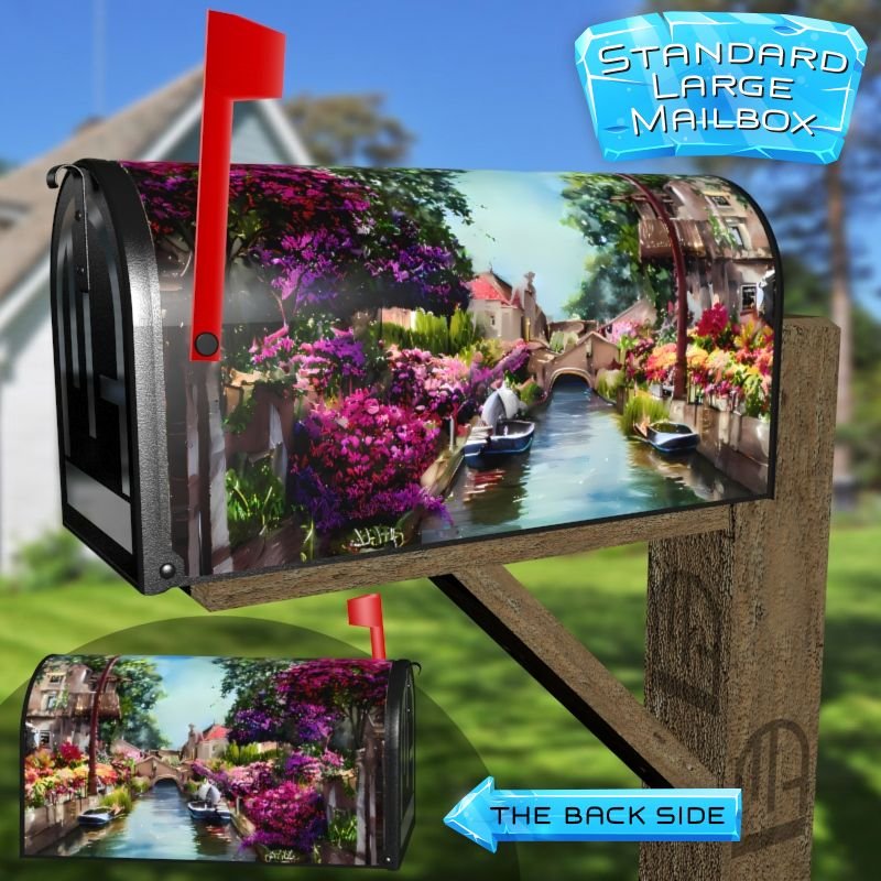 Beautiful Summer Canal Decorative Rural Farm Mailbox Cover