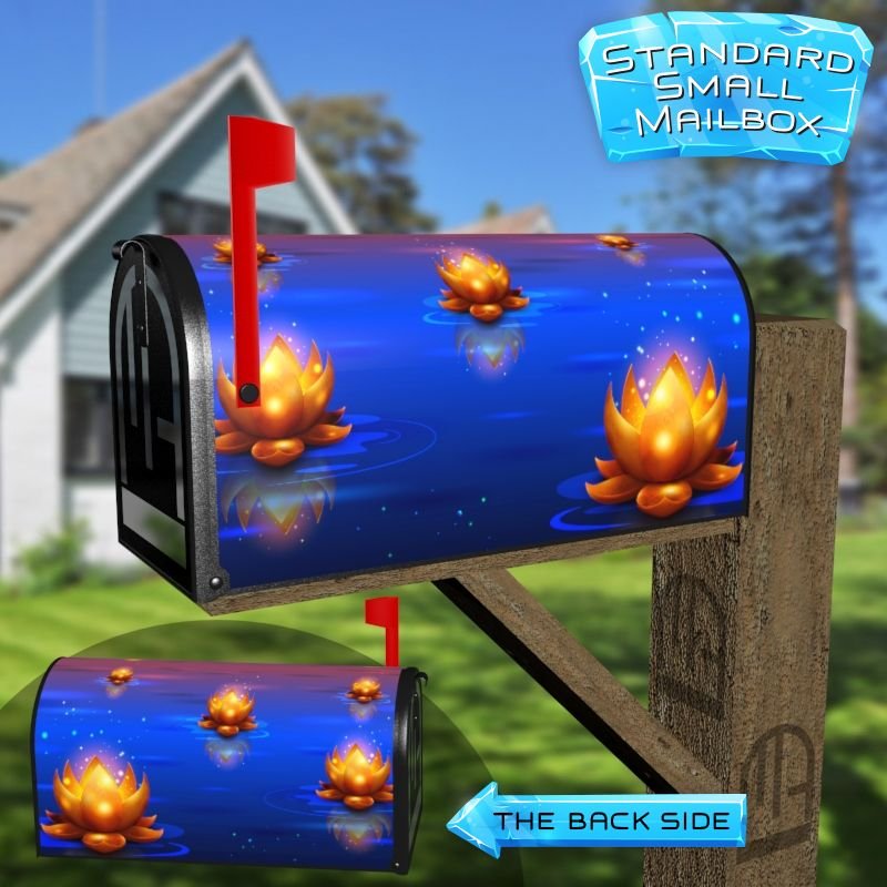 Waterlilies in the Sunset Decorative Rural Farm Mailbox Cover - Image 2