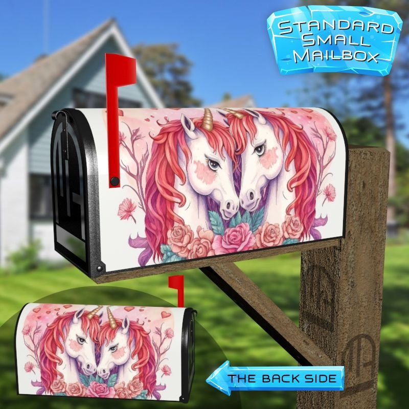 Valentine's Unicorn Couple #5 Decorative Rural Farm Mailbox Cover - Image 2