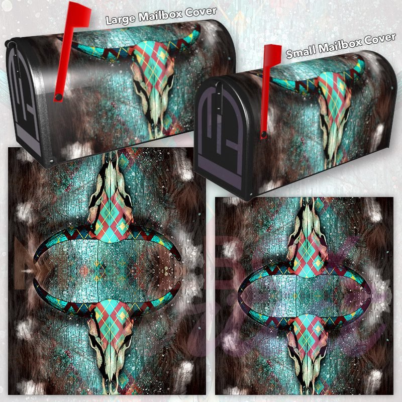 Native Cow Skull Decorative Rural Farm Mailbox Cover - Image 3