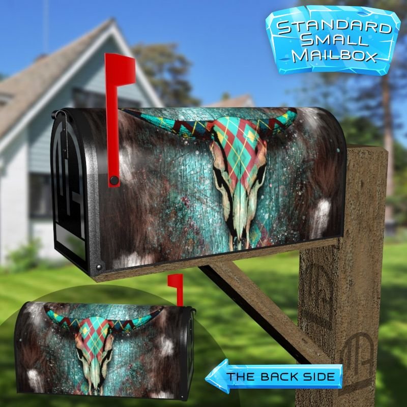 Native Cow Skull Decorative Rural Farm Mailbox Cover - Image 2