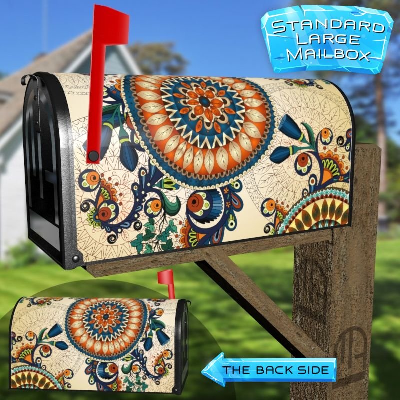 Bohemian Mandalas and Flowers Decorative Rural Farm Mailbox Cover