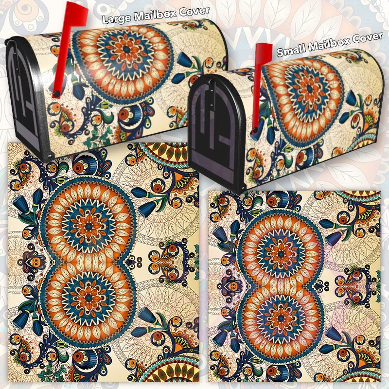 Bohemian Mandalas and Flowers Decorative Rural Farm Mailbox Cover - Image 3