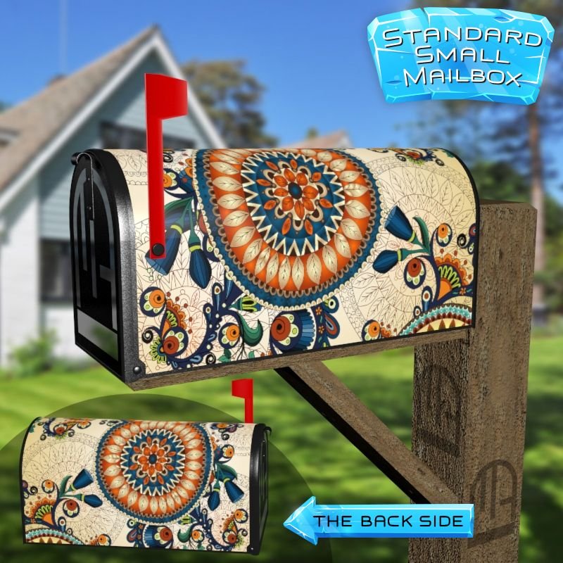 Bohemian Mandalas and Flowers Decorative Rural Farm Mailbox Cover - Image 2