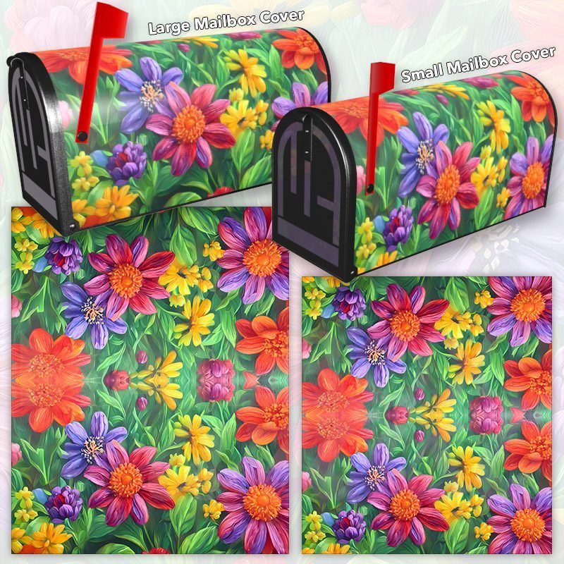 Colorful Summer Garden Flowers Decorative Rural Farm Mailbox Cover - Image 3
