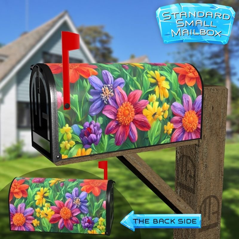 Colorful Summer Garden Flowers Decorative Rural Farm Mailbox Cover - Image 2