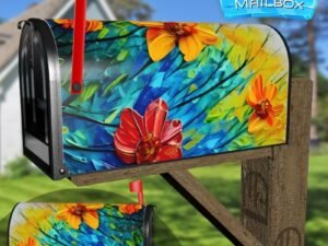 Flowers in the Sunset Decorative Rural Farm Mailbox Cover