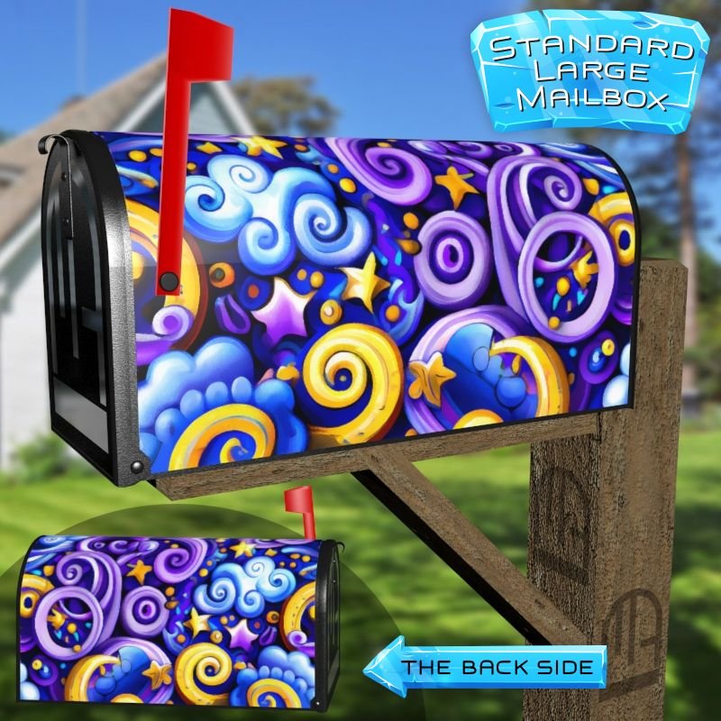 Moons, Stars and Clouds Decorative Rural Farm Mailbox Cover