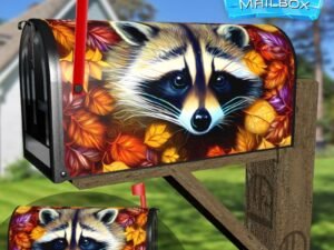 Raccoon in the Leaves Decorative Rural Farm Mailbox Cover