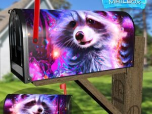 Raccoon with Flowers #1 Decorative Rural Farm Mailbox Cover