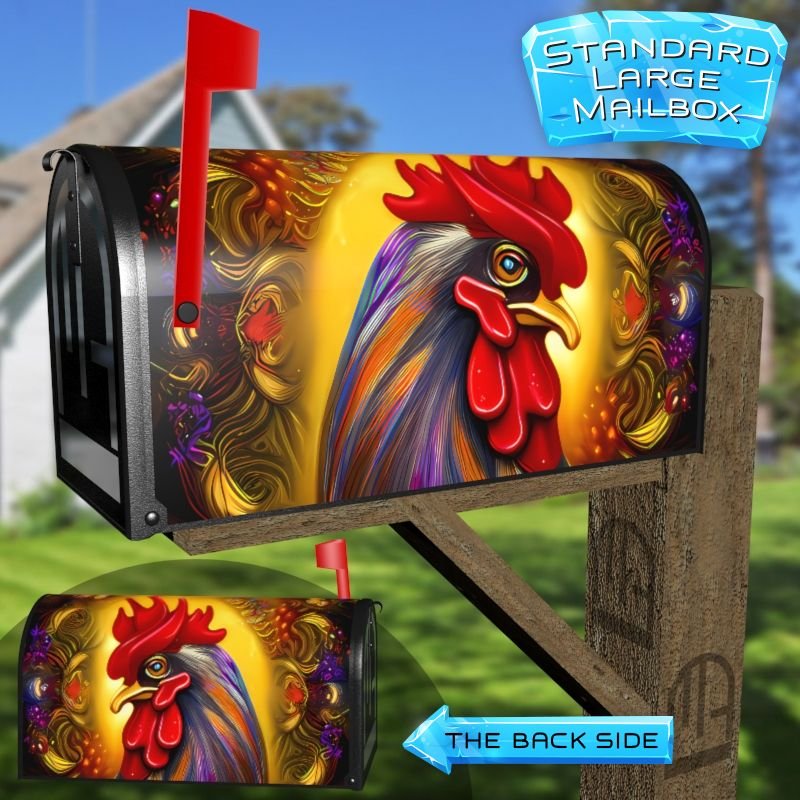 Pretty Colorful Rooster #1 Decorative Rural Farm Mailbox Cover