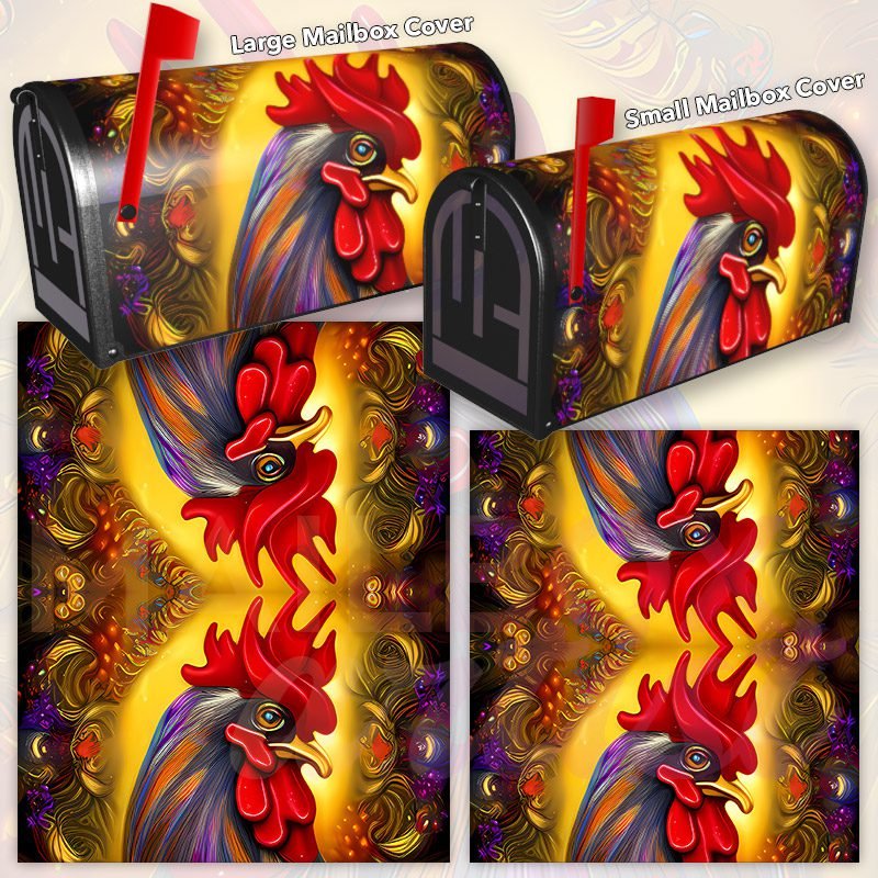 Pretty Colorful Rooster #1 Decorative Rural Farm Mailbox Cover - Image 3