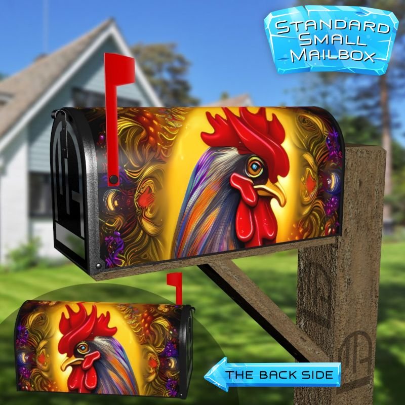 Pretty Colorful Rooster #1 Decorative Rural Farm Mailbox Cover - Image 2
