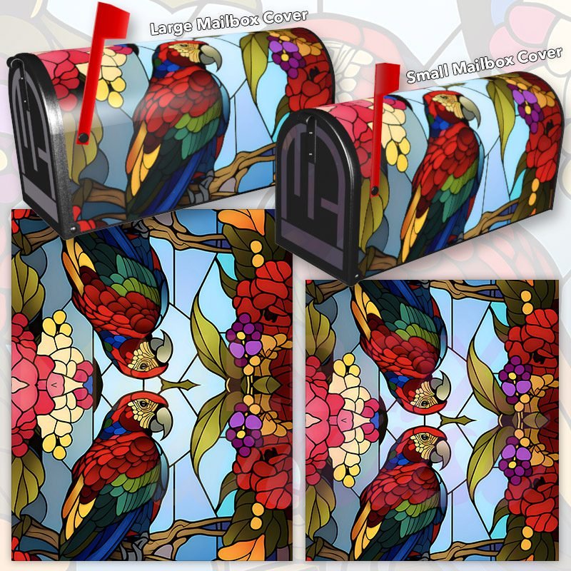 Stained Glass Parrot Design Decorative Rural Farm Mailbox Cover - Image 3
