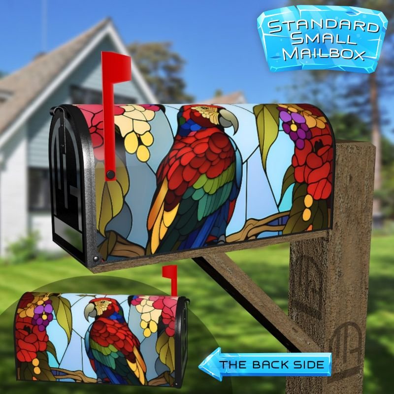 Stained Glass Parrot Design Decorative Rural Farm Mailbox Cover - Image 2