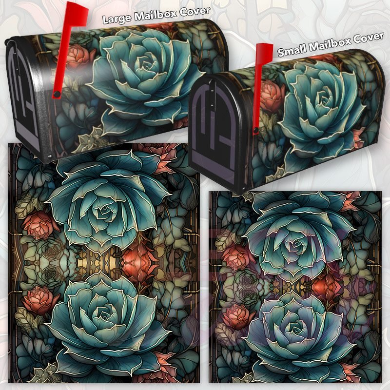 Stained Glass Succulents Design Decorative Rural Farm Mailbox Cover - Image 3