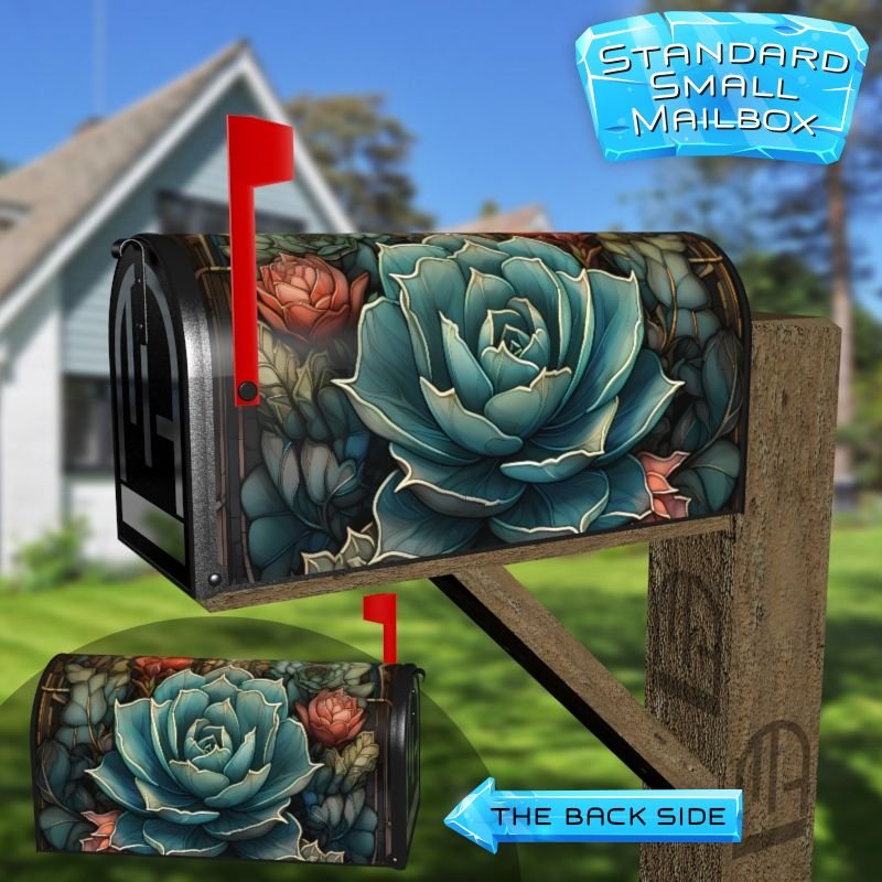 Stained Glass Succulents Design Decorative Rural Farm Mailbox Cover - Image 2