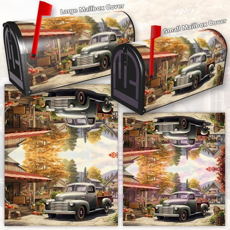 American Old Green Gray Vintage Retro Truck Decorative Rural Farm Mailbox Cover - Image 3