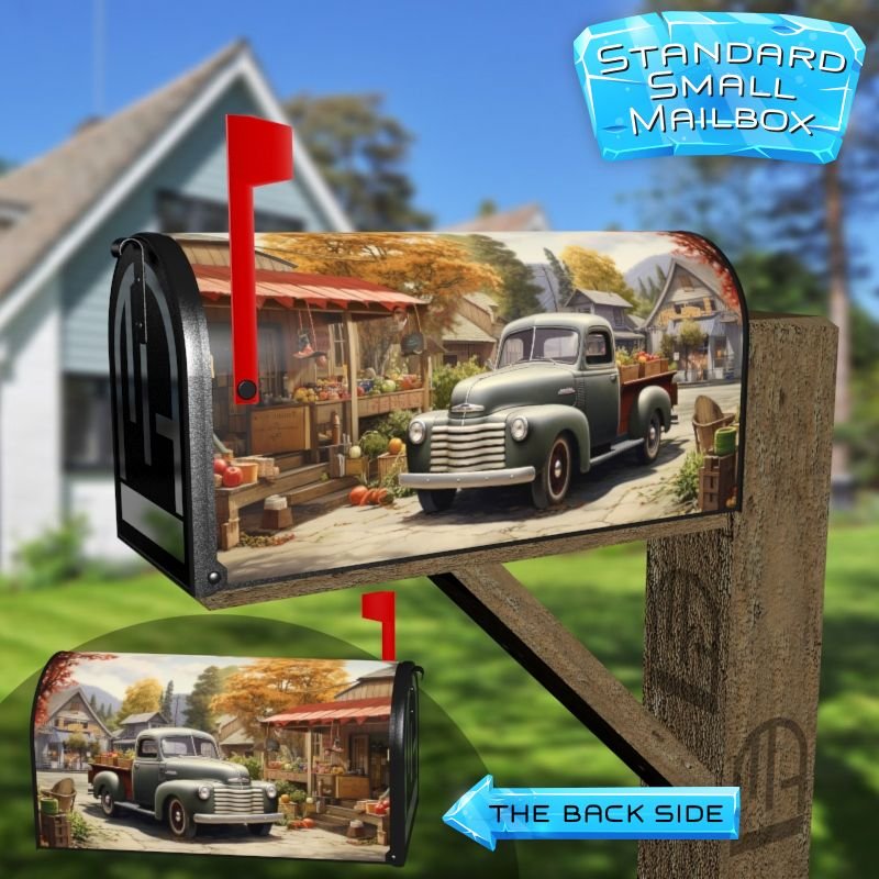 American Old Green Gray Vintage Retro Truck Decorative Rural Farm Mailbox Cover - Image 2