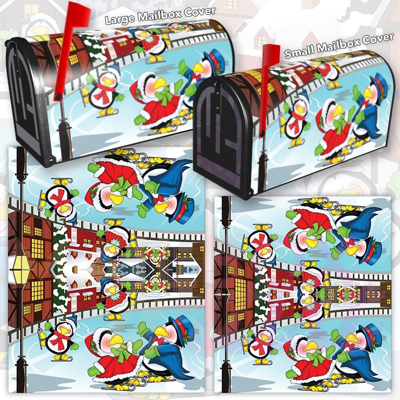 Winter Penguin Village Decorative Rural Farm Mailbox Cover - Image 3