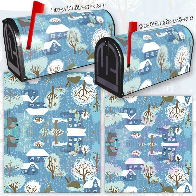 Snowy Little Village Decorative Rural Farm Mailbox Cover - Image 3