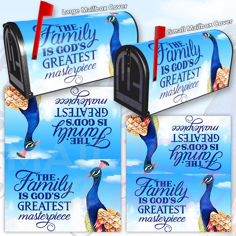 Beautiful Peacock and a Family Quote Decorative Rural Farm Mailbox Cover - Image 3