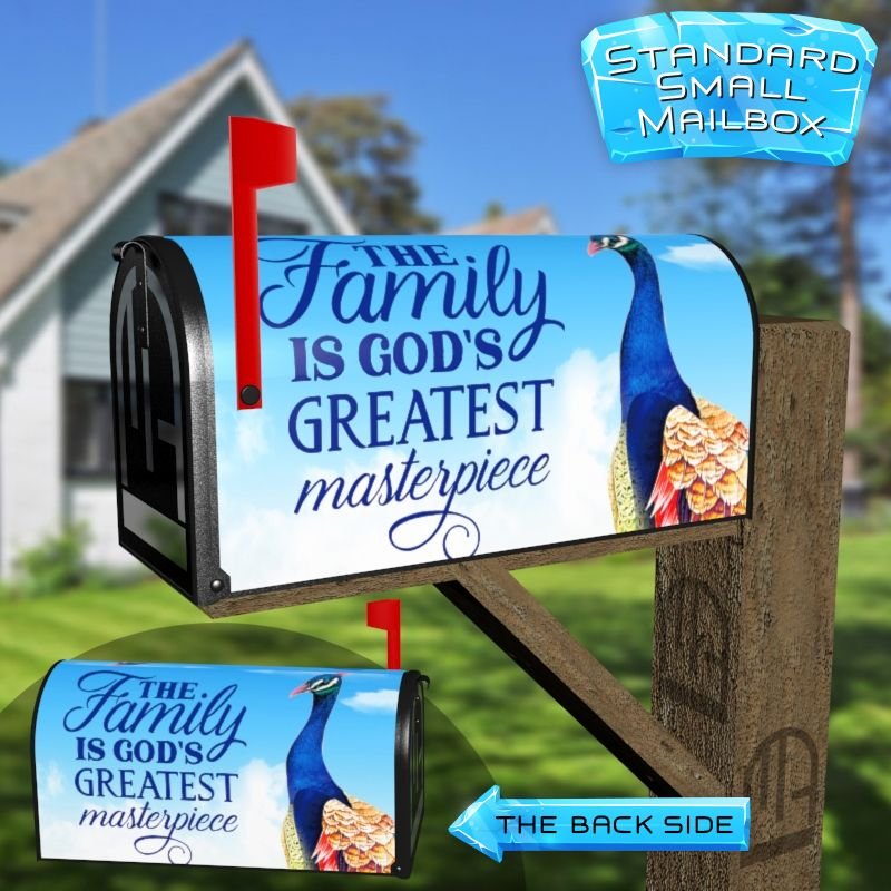 Beautiful Peacock and a Family Quote Decorative Rural Farm Mailbox Cover - Image 2