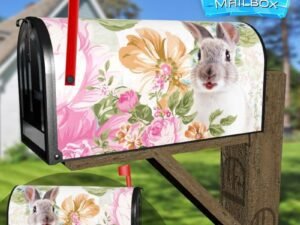 Little Bunny and Flowers Decorative Rural Farm Mailbox Cover