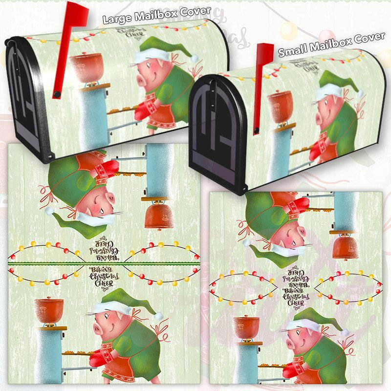 Piglet's Christmas Baking Decorative Rural Farm Mailbox Cover - Image 3