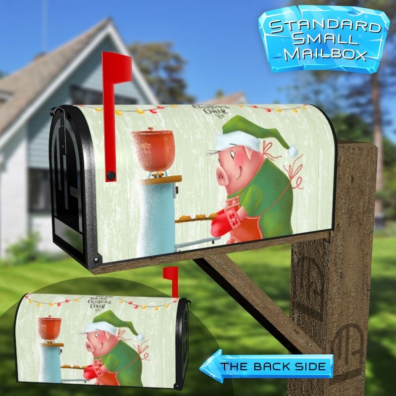 Piglet's Christmas Baking Decorative Rural Farm Mailbox Cover - Image 2