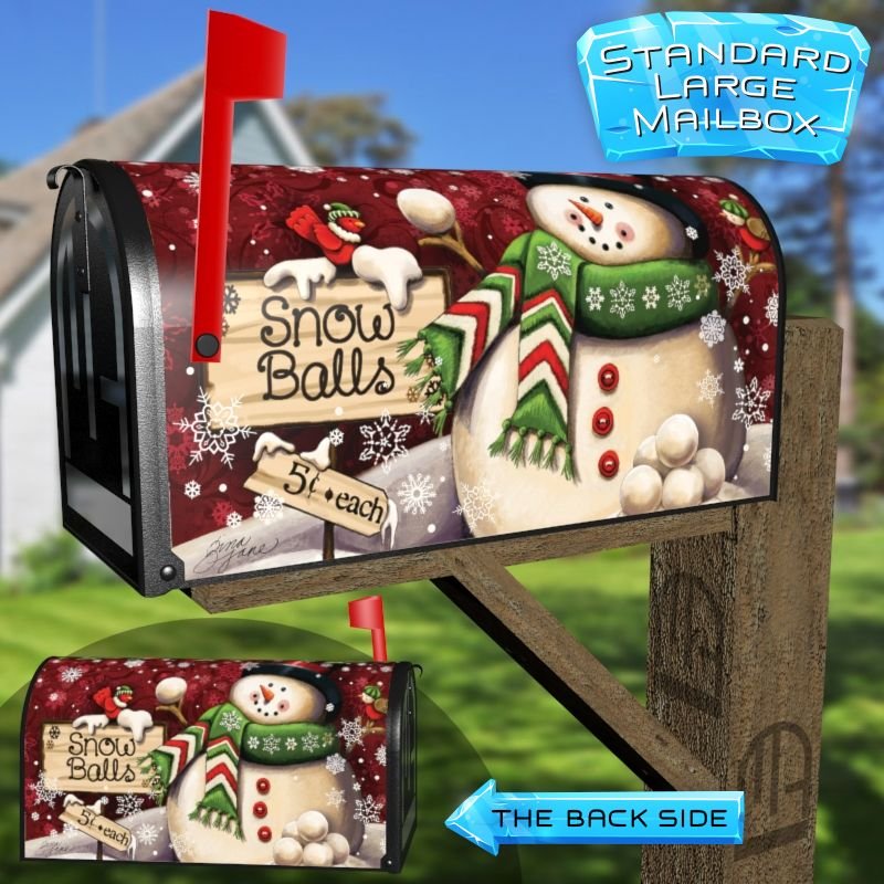 Snowman with a Sign and Cardinal Decorative Rural Farm Mailbox Cover