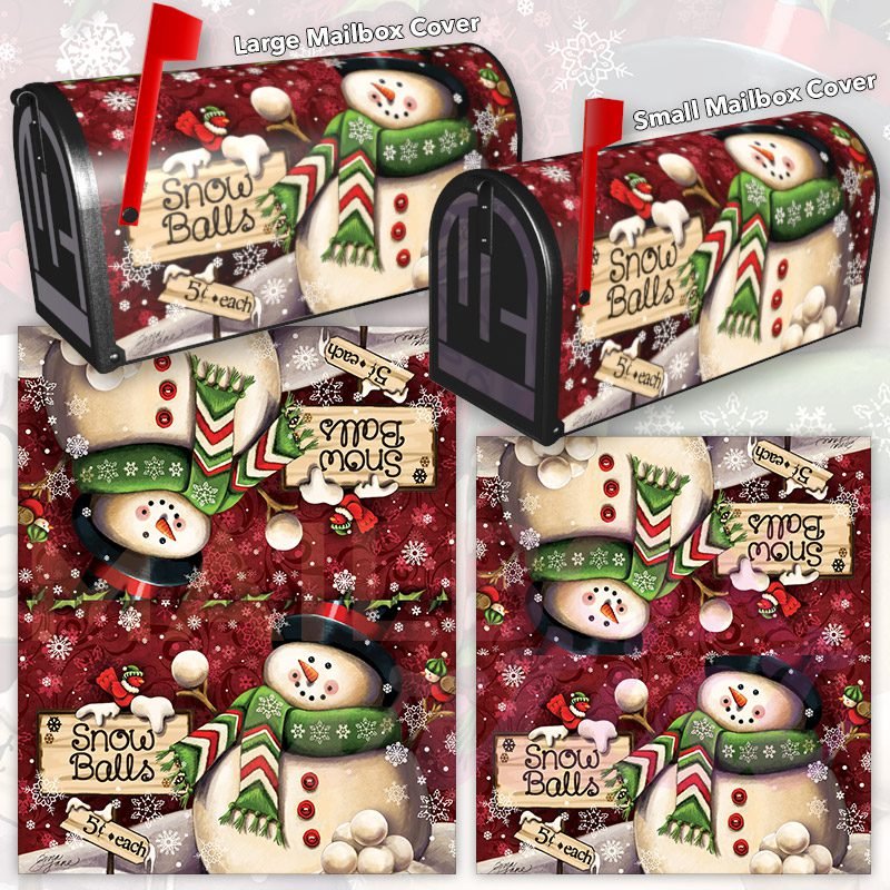 Snowman with a Sign and Cardinal Decorative Rural Farm Mailbox Cover - Image 3
