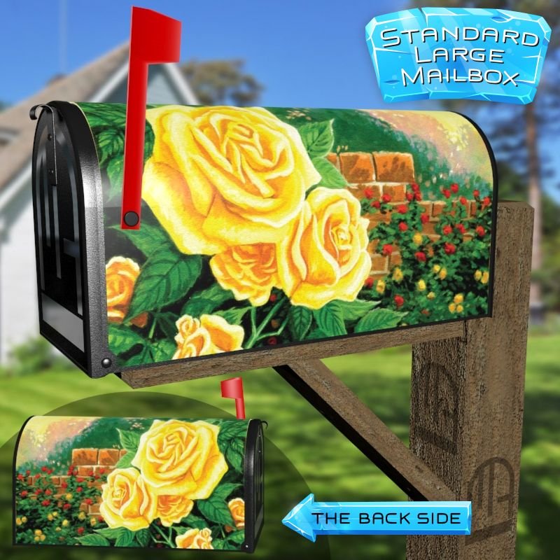 Yellow Rose Garden Decorative Rural Farm Mailbox Cover