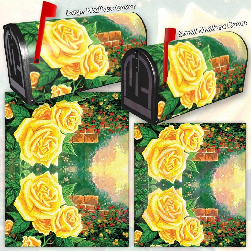 Yellow Rose Garden Decorative Rural Farm Mailbox Cover - Image 3