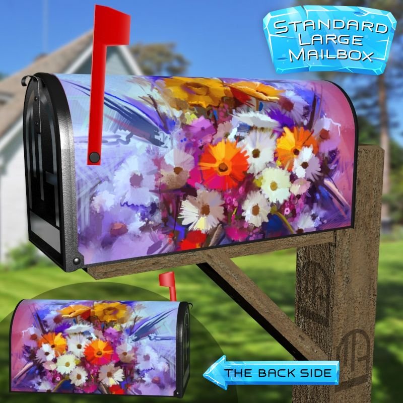 Colorful Flowers in a Vase Decorative Rural Farm Mailbox Cover