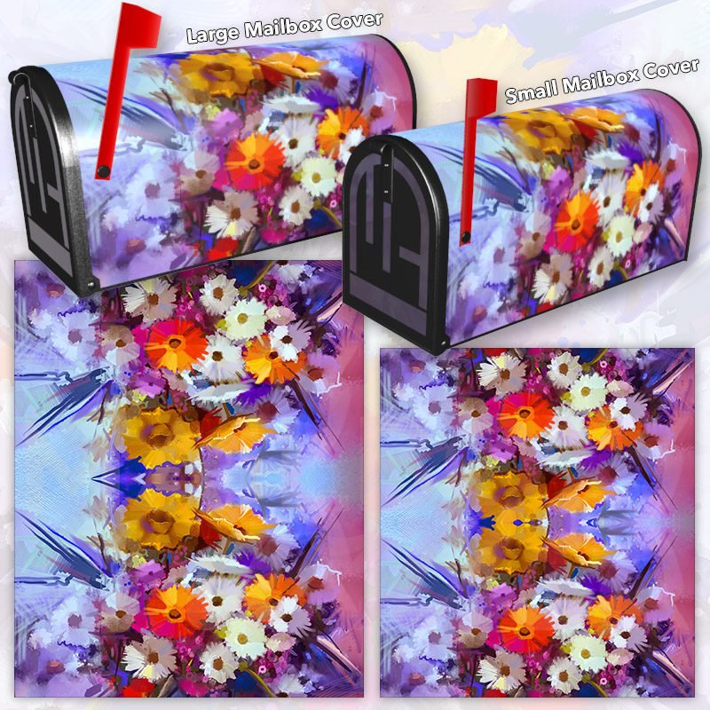 Colorful Flowers in a Vase Decorative Rural Farm Mailbox Cover - Image 3