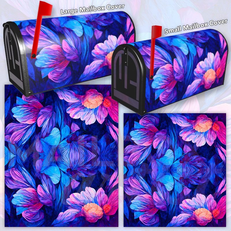 Abstract Colorful Flowers Decorative Rural Farm Mailbox Cover - Image 3