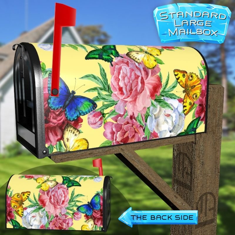 Roses and Butterflies Decorative Rural Farm Mailbox Cover