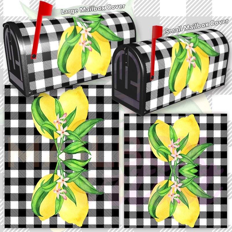 Lemon on Buffalo Plaid Pattern Decorative Rural Farm Mailbox Cover - Image 3