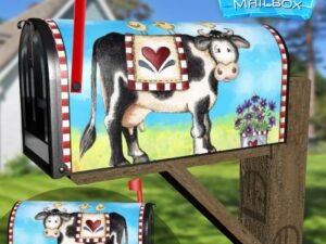 Country Cow and Flowers #8 Decorative Rural Farm Mailbox Cover