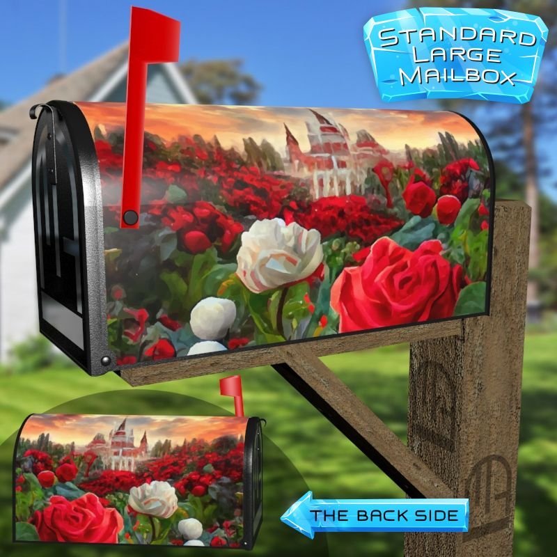 Rose Garden around the Castle Decorative Rural Farm Mailbox Cover