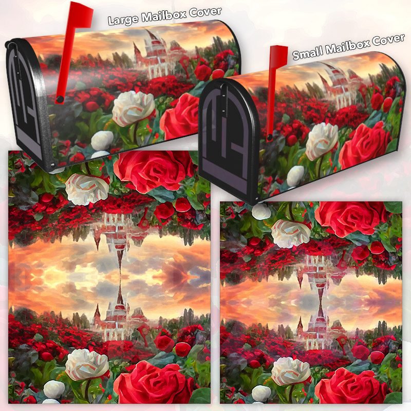 Rose Garden around the Castle Decorative Rural Farm Mailbox Cover - Image 3