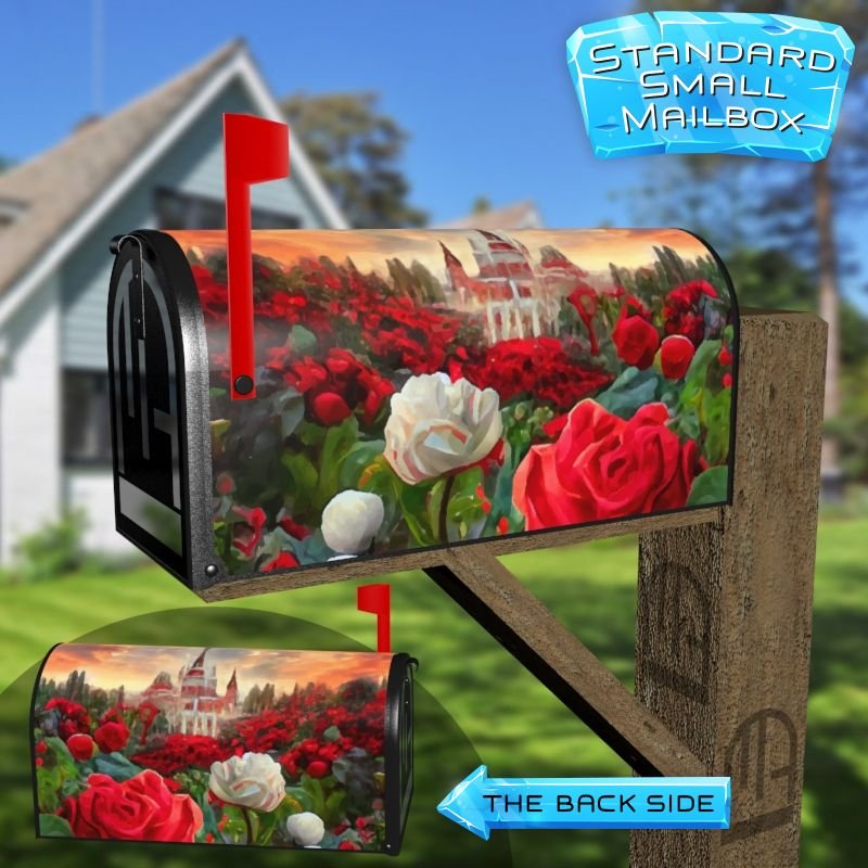 Rose Garden around the Castle Decorative Rural Farm Mailbox Cover - Image 2