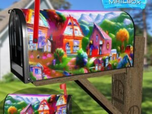 Cute Colorful Town Decorative Rural Farm Mailbox Cover